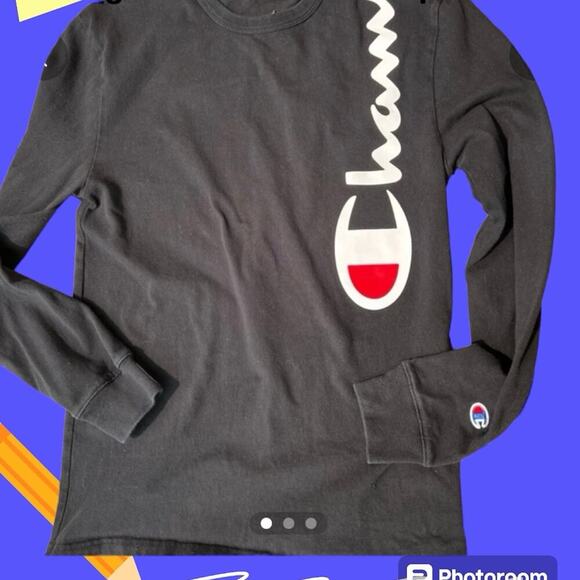 Champion black T-shirt, long sleeves, men's size S - Picture 1 of 4